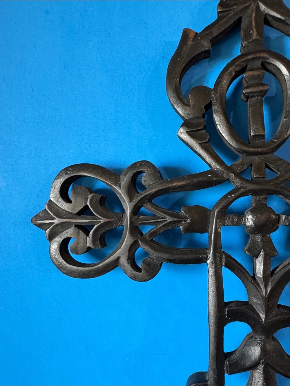 Ornate wood Wall Cross in Black - Decorative Home Wall Decor